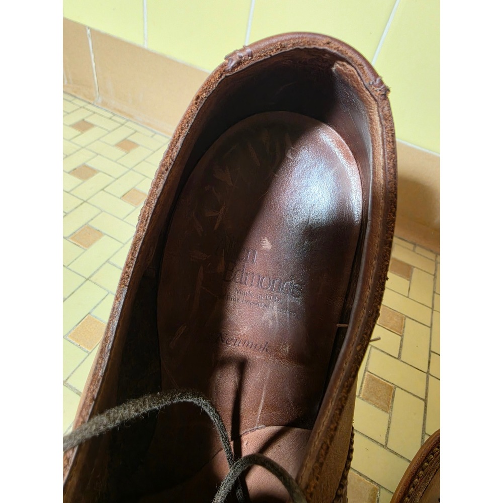 Allen Edmonds Neumok Oxford Mens 9.5 D Brown Good Wingtip Brogue Leather USA - Picture 5 of 8